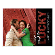Happy St Patricks Day So Lucky Black Cut Out Photo Post Cards