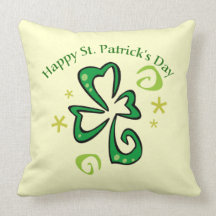 Happy St. Patrick's Day Swirly Shamrock Gifts, Tee Throw Pillow