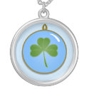 Happy St. Patrick's Day with shamrock clover necklace