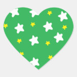 Happy Stars Green Heart Stickers
