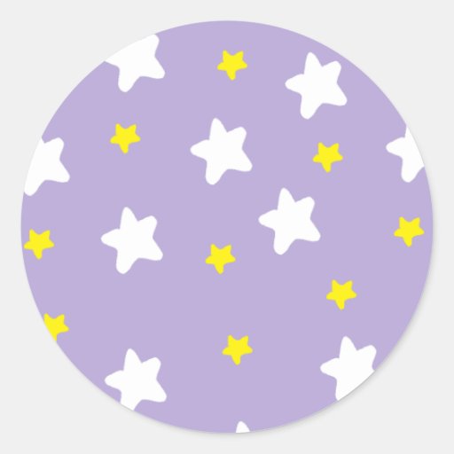 Happy Stars Purple Round Sticker