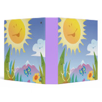happy  sun and mountain scene notebook binders