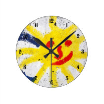 Happy Sun face smiling wall clocks