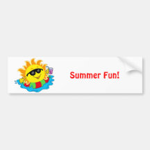Happy Sun in the Pool Bumper Sticker