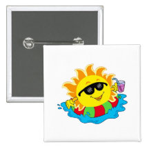 Happy Sun in the Pool Buttons