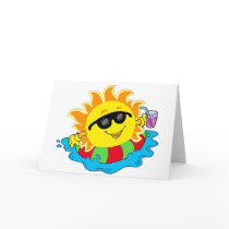 Happy Sun in the Pool Card