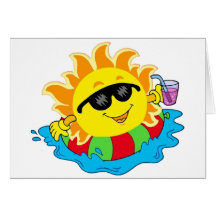 Happy Sun in the Pool Card
