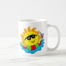 Happy Sun in the Pool Coffee Mugs