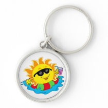 Happy Sun in the Pool Key Chains