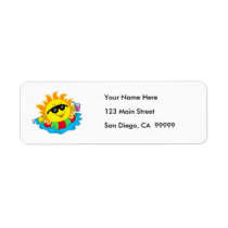 Happy Sun in the Pool Return Address Label