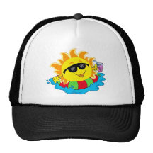 Happy Sun in the Pool Mesh Hat