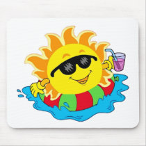 Happy Sun in the Pool Mousepad