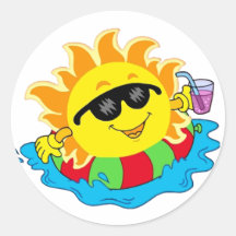 Happy Sun in the Pool Sticker