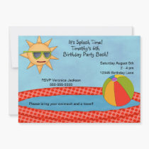 Happy Sun Pool Party Invitation invitations