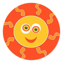 Happy Sun Round Stickers