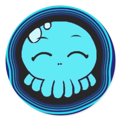 Happy Tako-Chan Round Stickers by Vestque