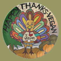 Happy Thanks-Vegan Thanksgiving Turkey Plate plates