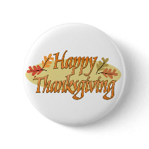Happy Thanksgiving Autumn Leaves Pinback Buttons