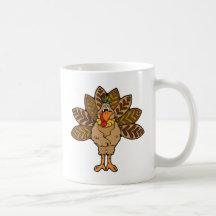 Happy Thanksgiving, Brown Turkey Coffee Mugs