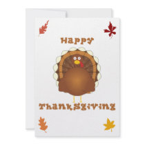 Happy Thanksgiving cartoon turkey invitations