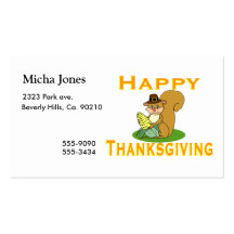 Happy Thanksgiving Chipmunk With Corn Business Card Template