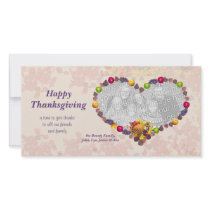 Happy Thanksgiving Cornucopia Heart Custom Photo Card