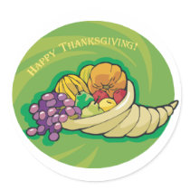 Happy Thanksgiving Cornucopia stickers