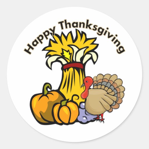 Happy Thanksgiving Day Classic Round Sticker | Zazzle