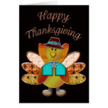 Happy Thanksgiving Designer Pilgrim Turkey Greeting Cards