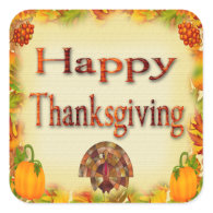 Happy Thanksgiving Envelope Seals Square Sticker