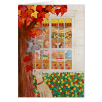 Happy Thanksgiving Family Meal Scene Greeting Card