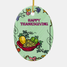 Happy Thanksgiving Fruit Bowl Ornaments
