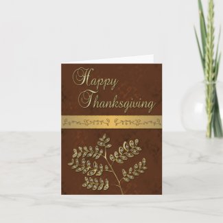 Happy Thanksgiving Golden Leaves - Greeting Card