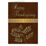 Happy Thanksgiving Golden Leaves - Greeting Card