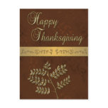 Happy Thanksgiving Golden Leaves - Postcard