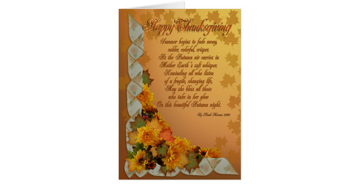 Happy Thanksgiving Greeting Card With Poem 