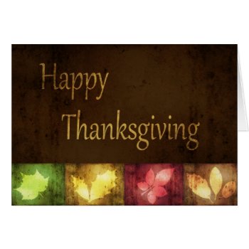 Thanksgiving Greetings Card, with colorful grunge autumn leaves
