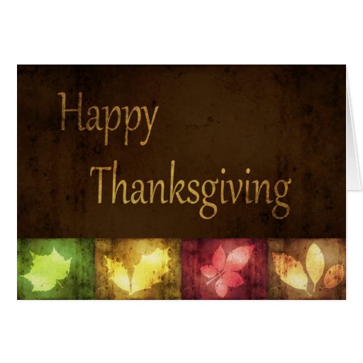 Happy Thanksgiving Grunge Leaves - Greeting Card
