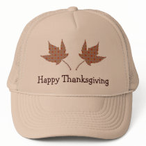 Happy Thanksgiving Leaf Cap Trucker Hats