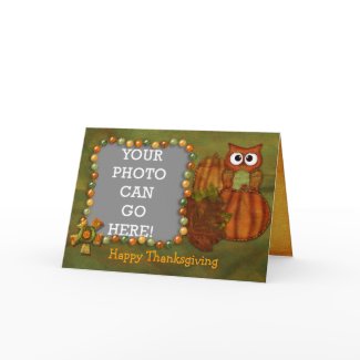 Happy Thanksgiving - Owl and Pumpkin Greeting Card