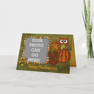 Happy Thanksgiving - Owl and Pumpkin Greeting Card