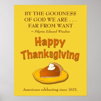 Happy Thanksgiving Pilgrim Quote Art Poster