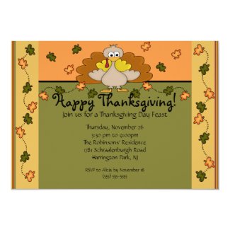 Happy Thanksgiving Turkey Dinner 5x7 Paper Invitation Card