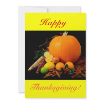 Happy Thanksgiving VI With Pumpkin And Fruit invitations by Yve_13 Happy Thanksgiving VI With Pumpkin And Fruit invitations