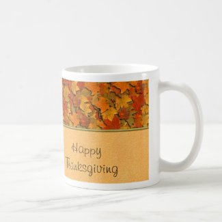 Happy Thanksgiving with fall leaves Mugs