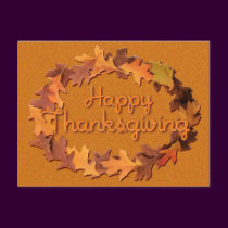 HAPPY THANKSGIVING WREATH by SHARON SHARPE postcards