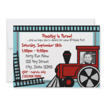 Happy Tracks Railroad Invitation/ Red