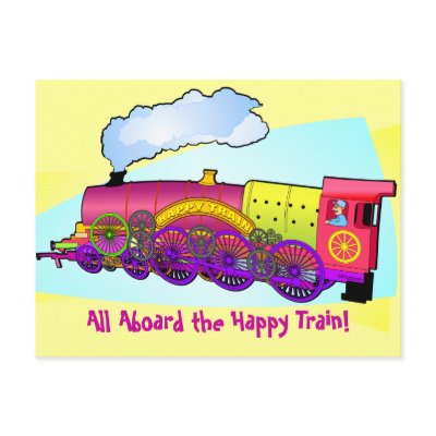 Happy Train Postcard by Pazzoom