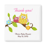 Happy Tree Owls Baby Shower Favor Magnet