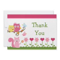 Happy Tree Owls Baby Shower Thank You Card Personalized Announcements